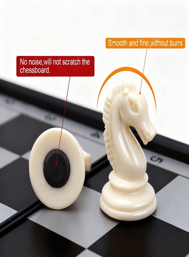 KAILE 10" Magnetic Chess Sets - 3 in 1 Travel Chess Checkers Backgammon Set with Folding Case - Portable Elastic Bag - Image 3